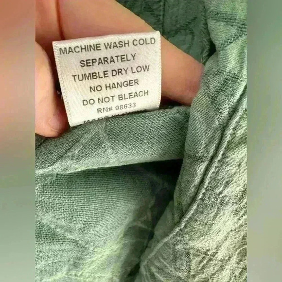 Kleen linen cotton blend button down drapey‎ teal green artsy lagenlook jacket L - Picture 8 of 12